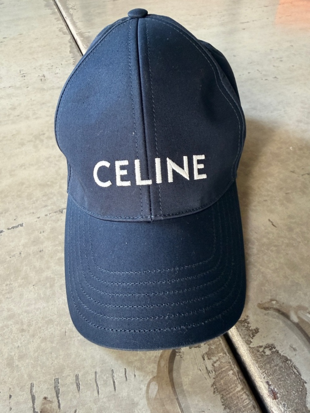 Celine Navy Blue Baseball Cap with White Logo